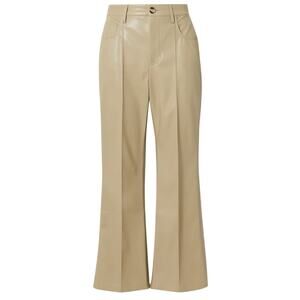 Nanushka Cropped Vegan Leather Beige Zoey Flared Pants Size X Small